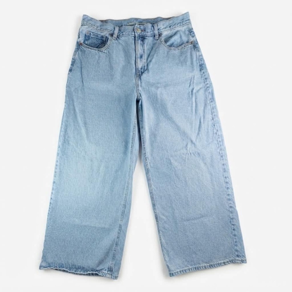 Old Navy Jeans Womens 16 Petite Extra High Rise Baggy Wide Leg Light Wash Denim
